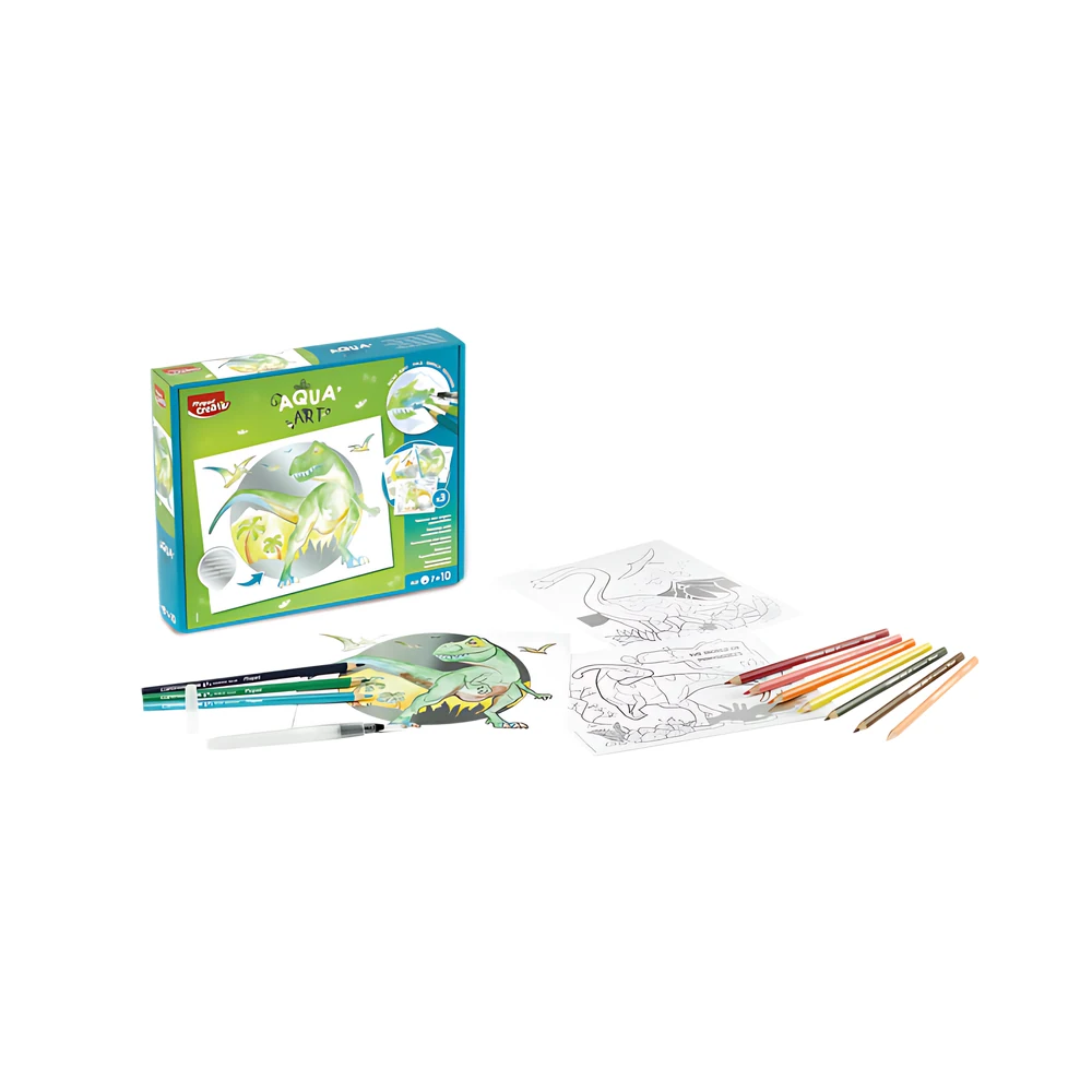 KIT MAPED PARA COLOREAR AQUA ART DINO X14 PIEZAS (907058)
