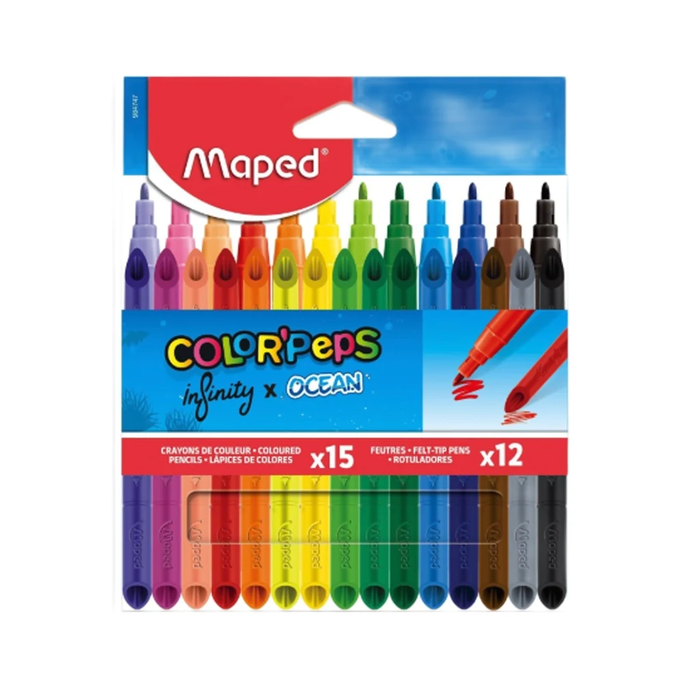 LAPICES DE COLOR MAPED INFINITY X15U + 12 MARCADORES OCEAN X12U (984747)