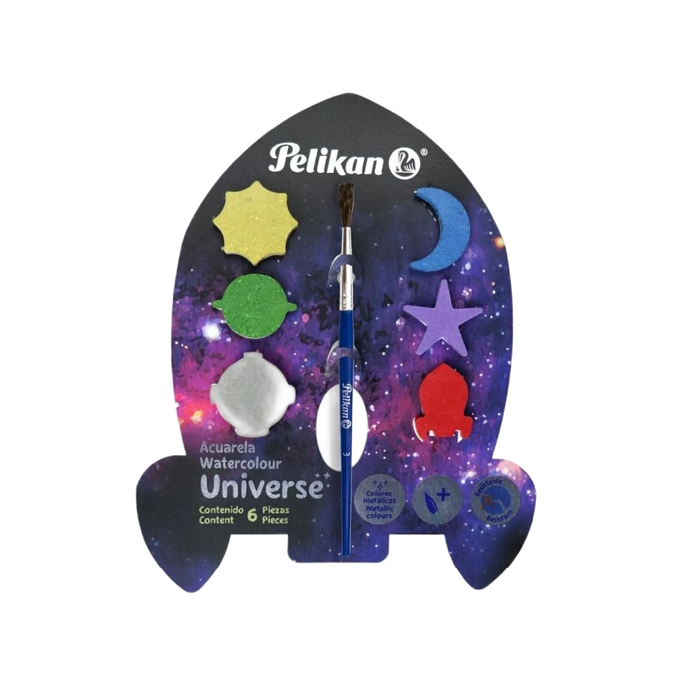 ACUARELA PELIKAN X 6 COLORES UNIVERSO.