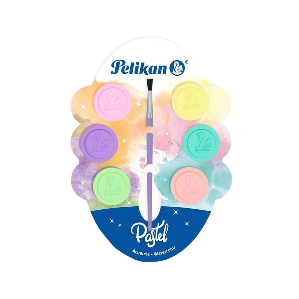 ACUARELA PELIKAN X 6 COLORES PASTEL.
