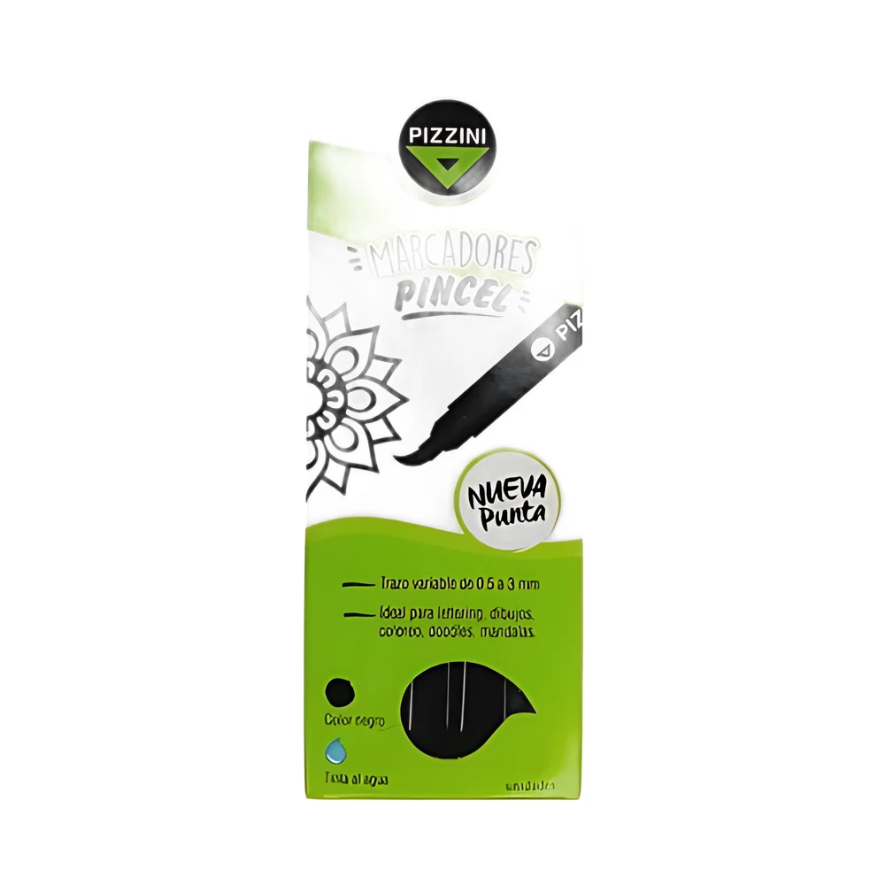MARCADOR PINCEL PIZZINI AL AGUA NEGRO (8200NG)