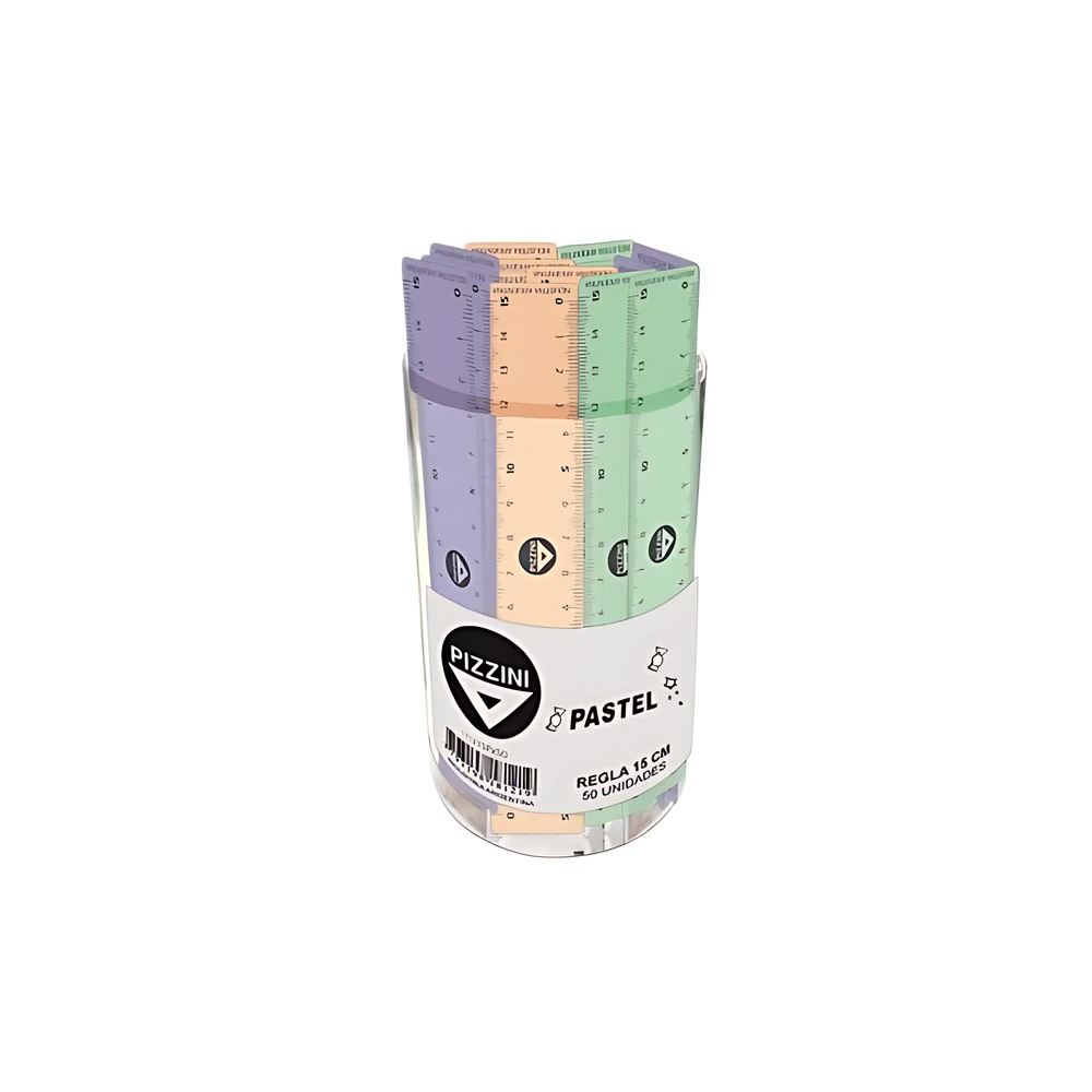 REGLA PIZZINI ESCOLAR X 15CM POTE X 50U. SURTIDO PASTEL C/U (171215P)