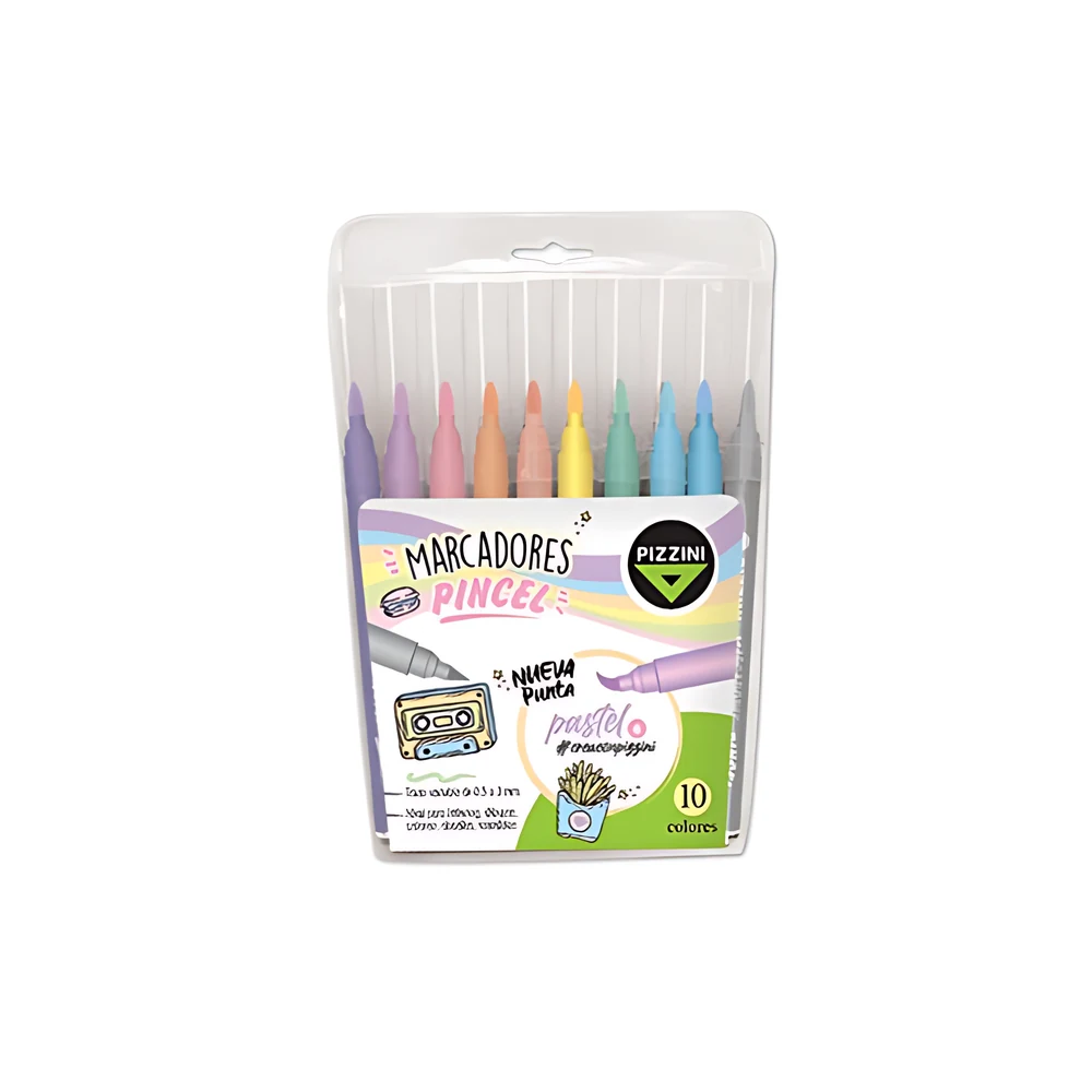 MARCADOR PIZZINI PUNTA PINCEL X 10U. PASTEL (8210P)