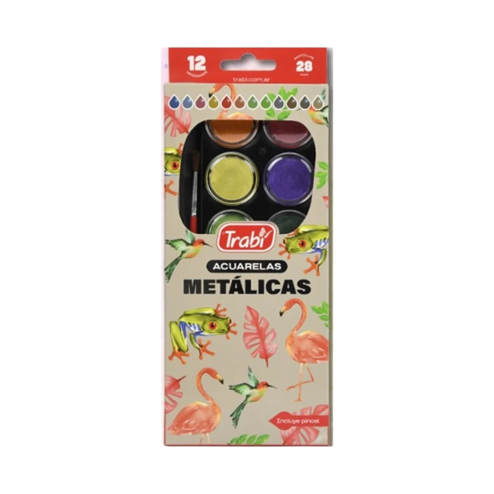 ACUARELAS TRABI MORANDI X12 COLORES METALLIC + PINCEL