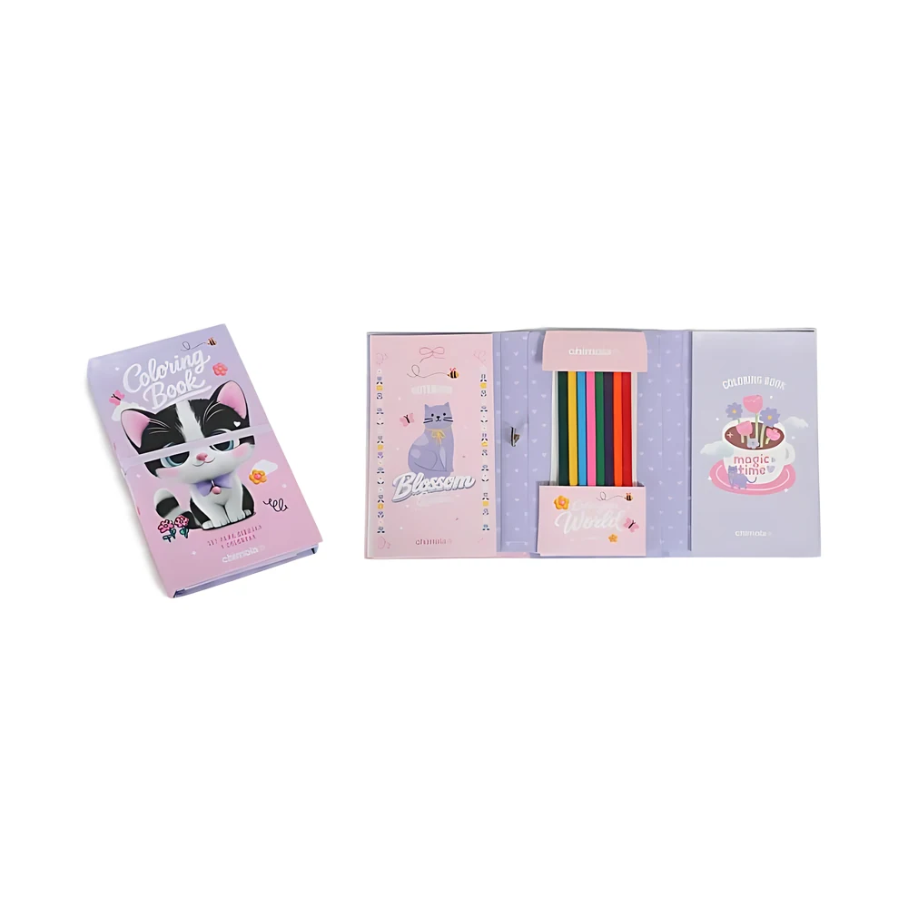 LIBRETA PARA COLOREAR CAT A5 + LAPICES DE REGALO (ST149)