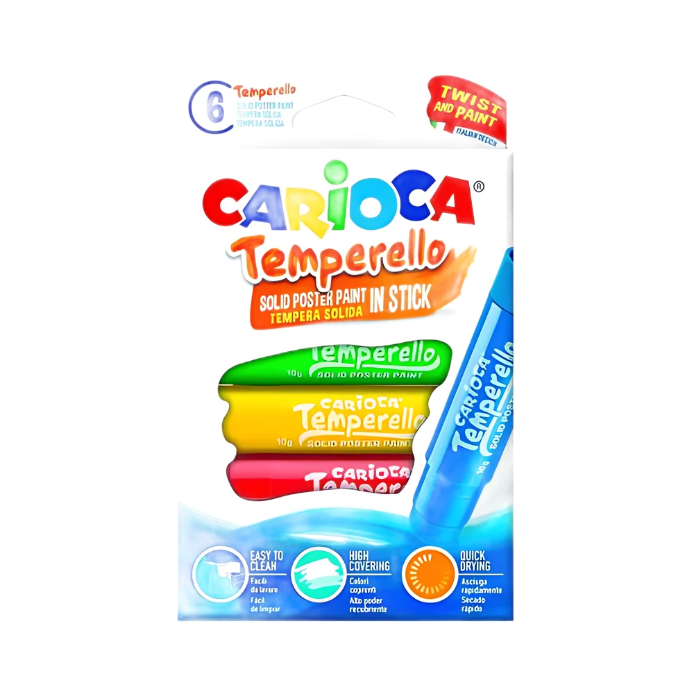 TEMPERA CARIOCA SOLIDA X6 COLORES SURTIDOS TEMPERELLO (42739)