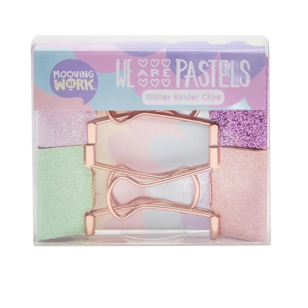 BINDER MOOVING CLIPS PASTEL GLITTER X4U (2102020305)
