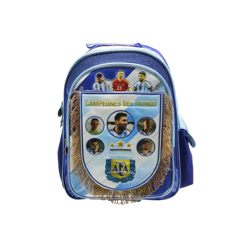 MOCHILA CRESKO «ARGENTINA CAMPEON DEL MUNDO C/BANDERIN» ESPALDA 16″ (AF011)
