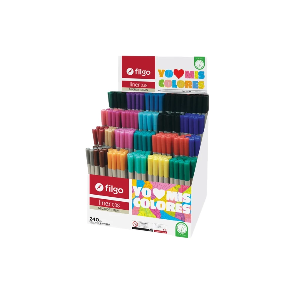 EXHIBIDOR MICROFIBRAS FILGO LINER 038 0.4MM X240 SURTIDO (SW-L38- E3 240)