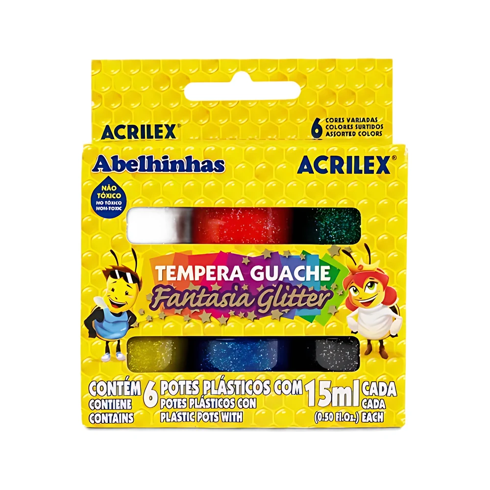 TEMPERA ACRILEX FANTASIA GLITTER X6U SURTIDAS.