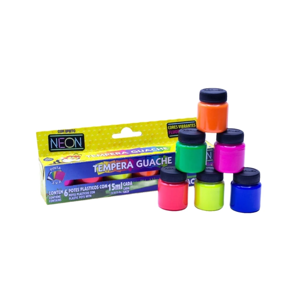 TEMPERA ACRILEX NEON X6 SURTIDAS.