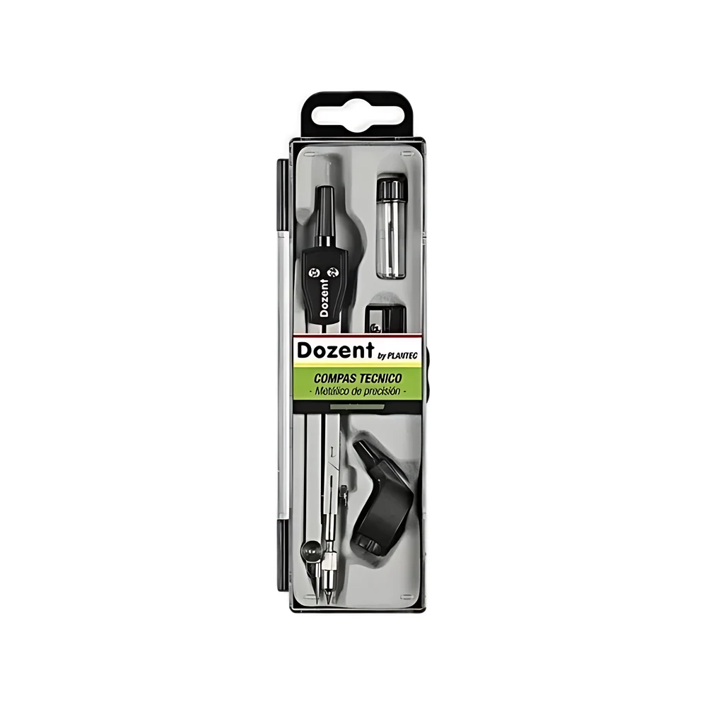 COMPAS TECNICO DOZENT METALICO C/ADAPTADOR + SACAPUNTAS + MINA (19203)