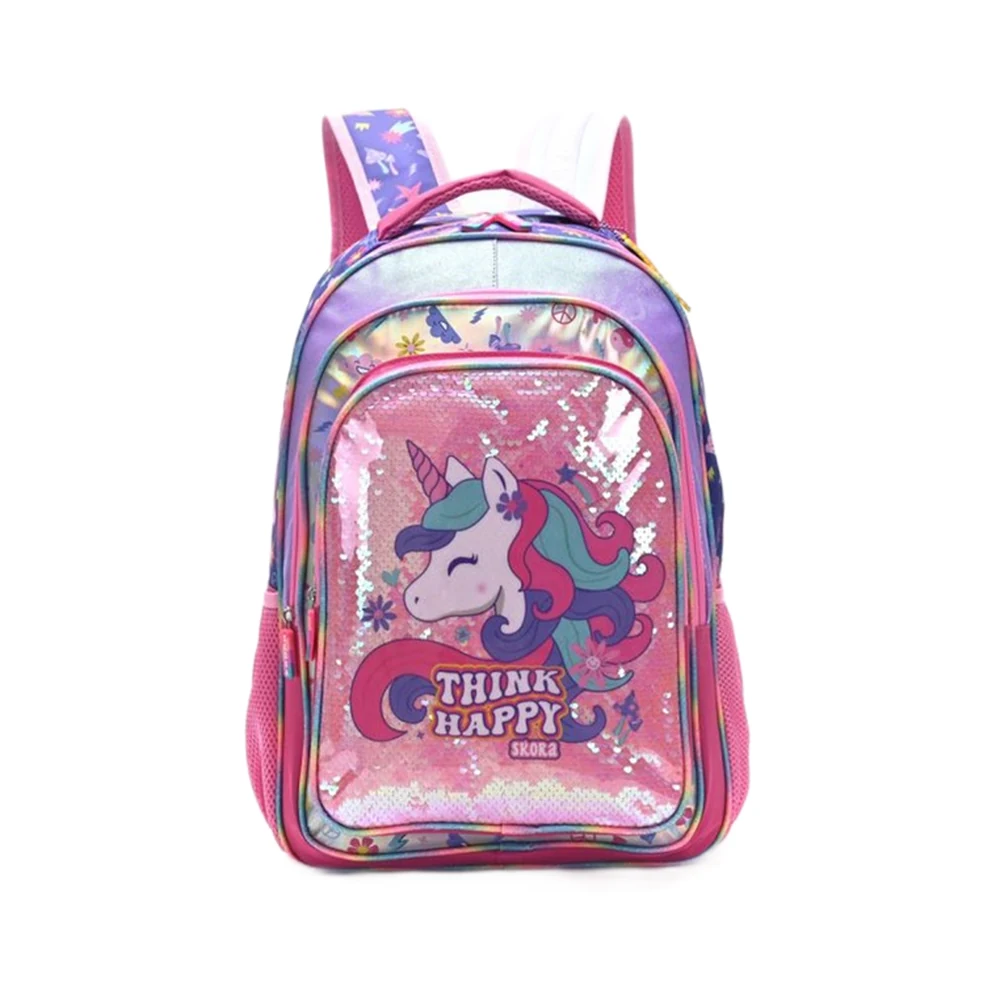 MOCHILA MODAX THINK HAPPY GLITTER UNICORNIO ESPALDA 18″ (35366)