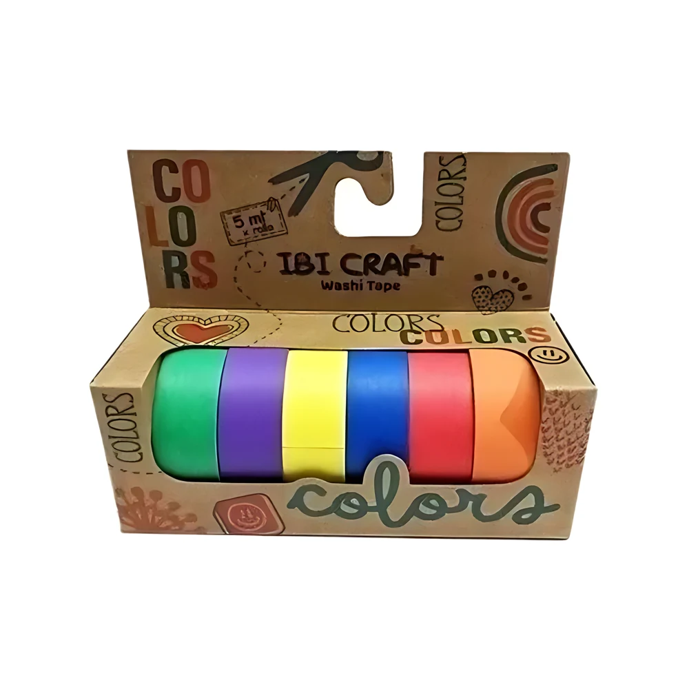 WASHI TAPE BOX IBI CRAFT X6U 5MTS RAINBOW (055761)