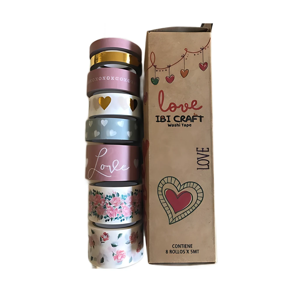 WASHI TAPE IBICO BOX X8U 5MTS LOVE (055762)