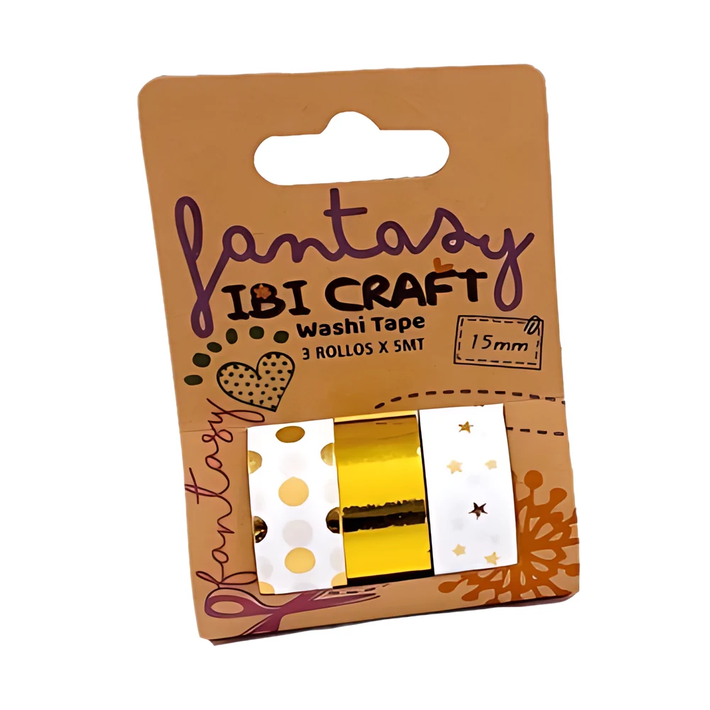 WASHI TAPE IBI CRAFT X3U 5MTS GOLD (55798)