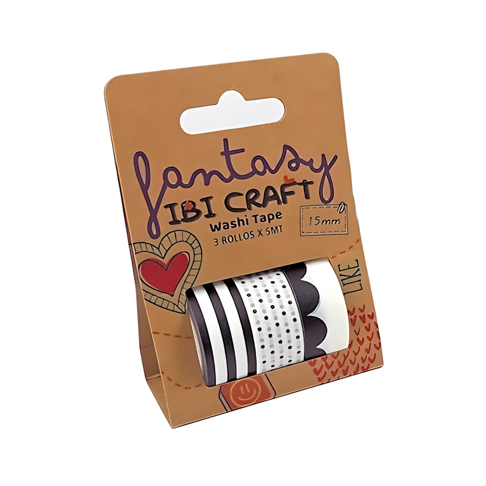 WASHI TAPE IBI CRAFT X3U 5MTS BLACK (55780)