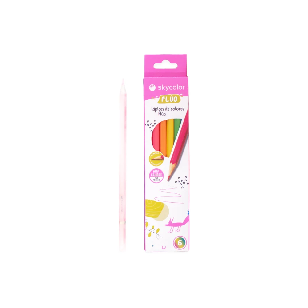 LAPIZ SKYCOLOR x 6 LARGOS FLUO